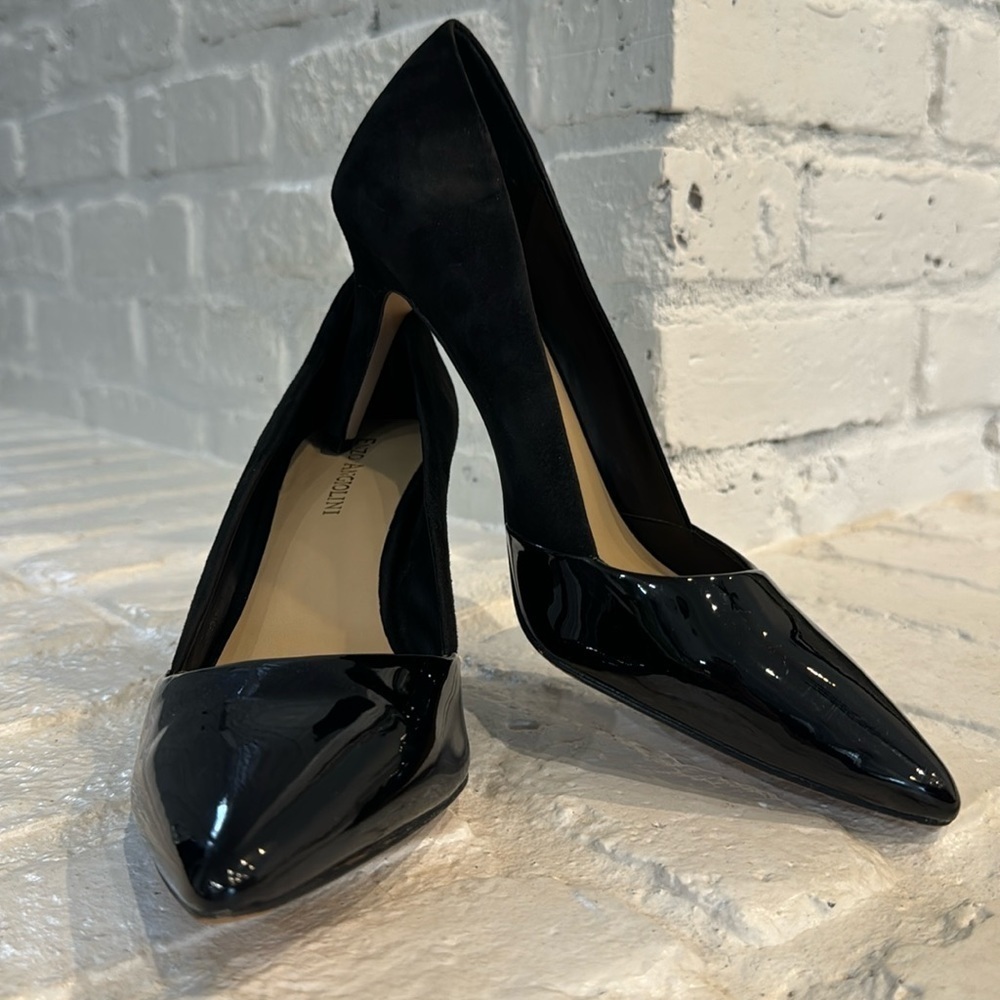 Enzo Angiolini Black Patent and Suede Heel, 9M